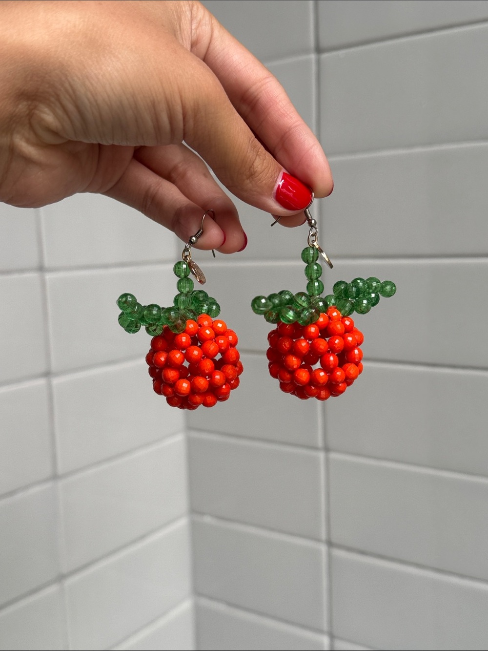 SUSAN ALEXANDRA Beaded Orange & Green Fruit Dangle Earrings